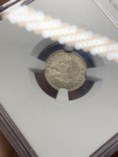 《竞宝斋》第406场 周日，周一，2场连拍 （全场包邮） NGC MS65 法国1866年拿破仑三世20分银币 顶级原光五彩