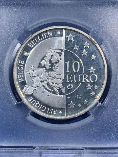 《竞宝斋》第406场 周日，周一，2场连拍 （全场包邮） TQG PF65UC 比利时2005年二战胜利60周年10欧元精制纪念银币 925银 18.75g