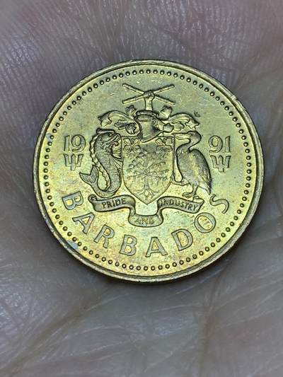 2025年第七十三场(总第九十九场）外国好品散币(免佣金) 巴巴多斯🇧🇧1991年5分(第一套，黄铜材质无磁版)