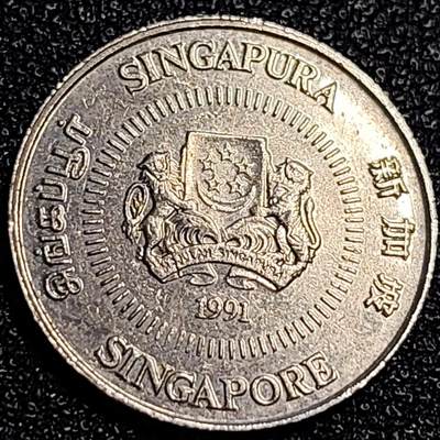 泉币菌-第67场-精品场 高币值 新加坡10分铜镍币 络石花18.5mm