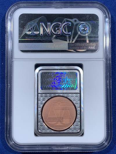《竞宝斋》第406场 周日，周一，2场连拍 （全场包邮） NGC PF70UC 2019年上海恩颉藏商务信息咨询有限公司开业五周年镀银纪念章 评级盒形状币独特