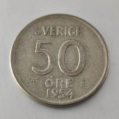 Krab外币市集Vol.21 - 瑞典1954年50欧尔银币