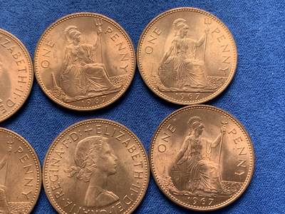 《竞宝斋》第406场 周日，周一，2场连拍 （全场包邮） 六枚一组 英国1967年铜币 卷拆原光