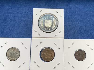 《竞宝斋》第406场 周日，周一，2场连拍 （全场包邮） 13枚一组 瑞士各时期硬币 细节见图