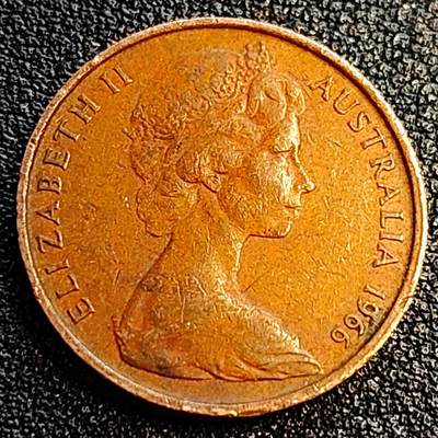泉币菌-第67场-精品场 美品 1966年 英属澳大利亚2分铜币 伞蜥蜴斗篷蜥 21.5mm