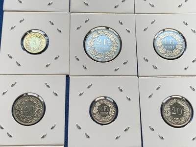 《竞宝斋》第406场 周日，周一，2场连拍 （全场包邮） 13枚一组 瑞士各时期硬币 细节见图
