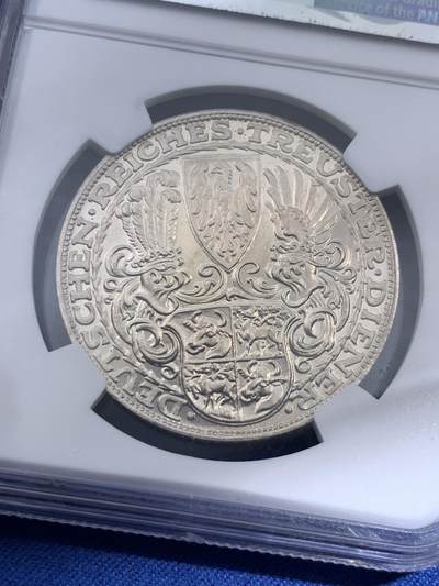 《竞宝斋》第406场 周日，周一，2场连拍 （全场包邮） NGC MS64 德国 1927年兴登堡80大寿纪念币型章 高分好状态