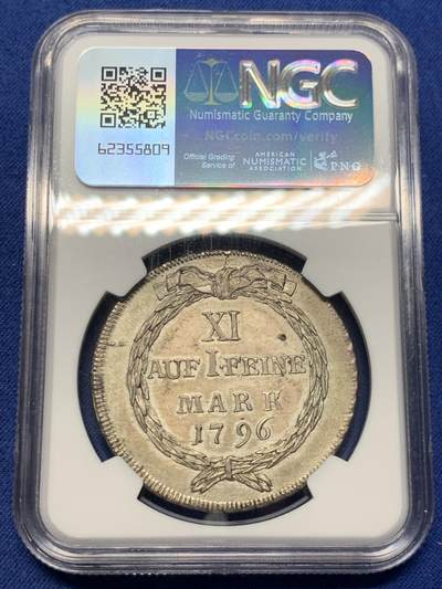 《竞宝斋》第406场 周日，周一，2场连拍 （全场包邮） NGC UNC 瑞士 苏黎世 1796年 泰勒银币 双面原味包浆 值得入手