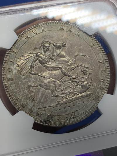 《竞宝斋》第406场 周日，周一，2场连拍 （全场包邮） NGC AU58 英国1820乔治三世马剑无敌状态。比很多MS61都好，NGC给分过于保守，重评大概率加分
