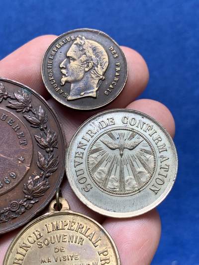 《竞宝斋》第406场 周日，周一，2场连拍 （全场包邮） 4枚一组 法国拿破仑铜章 总重约49.3克