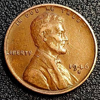 泉币菌-第67场-精品场 1946年S版 美国小麦美分 林肯铜币