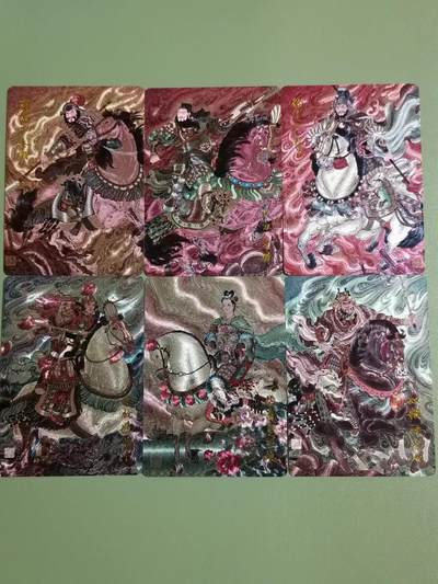 光影卡牌第18期，各家亲签，燎原豪杰传，持续收拍品 - 冯涛五虎上将+三娘，全粗工艺