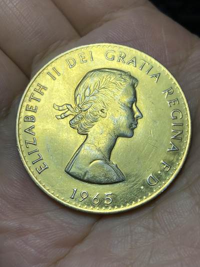 2025年第七十三场(总第九十九场）外国好品散币(免佣金) - 英国🇬🇧1965年25新便士克朗型币(丘吉尔逝世纪念币，有金色镀层)