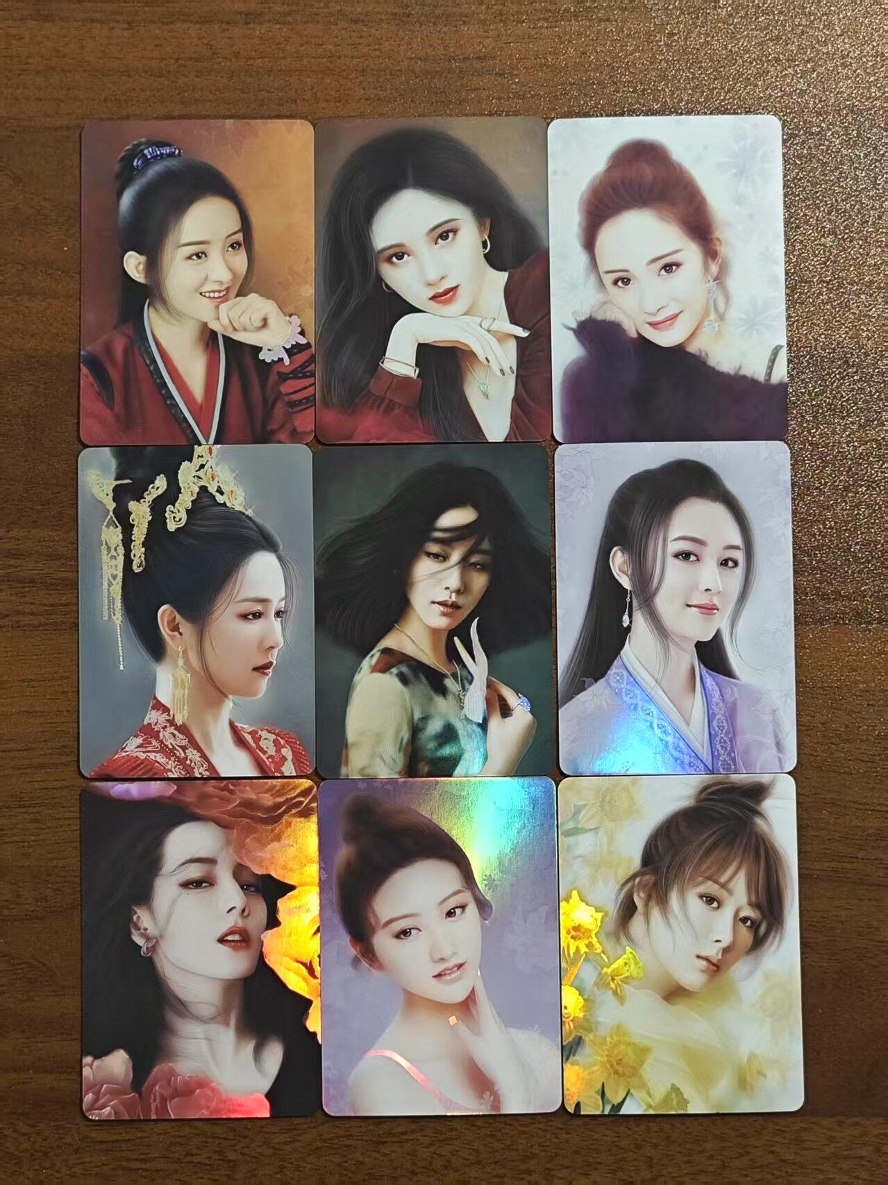 光影卡牌第18期，各家亲签，燎原豪杰传，持续收拍品 纵横江湖二次原创影视女星精扣彩闪卡，一套9张
