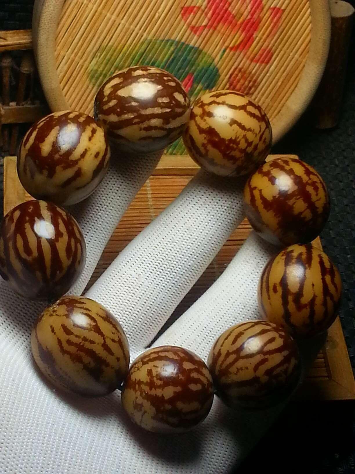 天然虎斑纹菩提根大手串(38024)