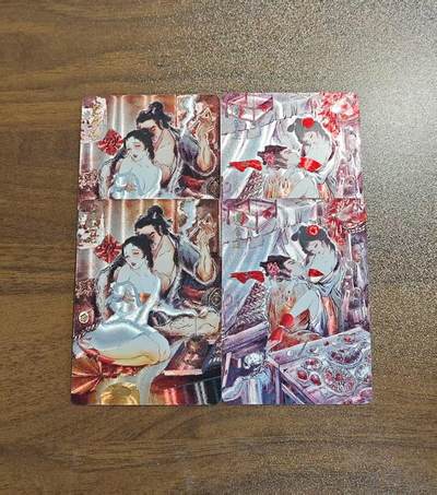 光影卡牌第18期，各家亲签，燎原豪杰传，持续收拍品 - 彫仙金瓶梅场景粗闪卡，一套4张