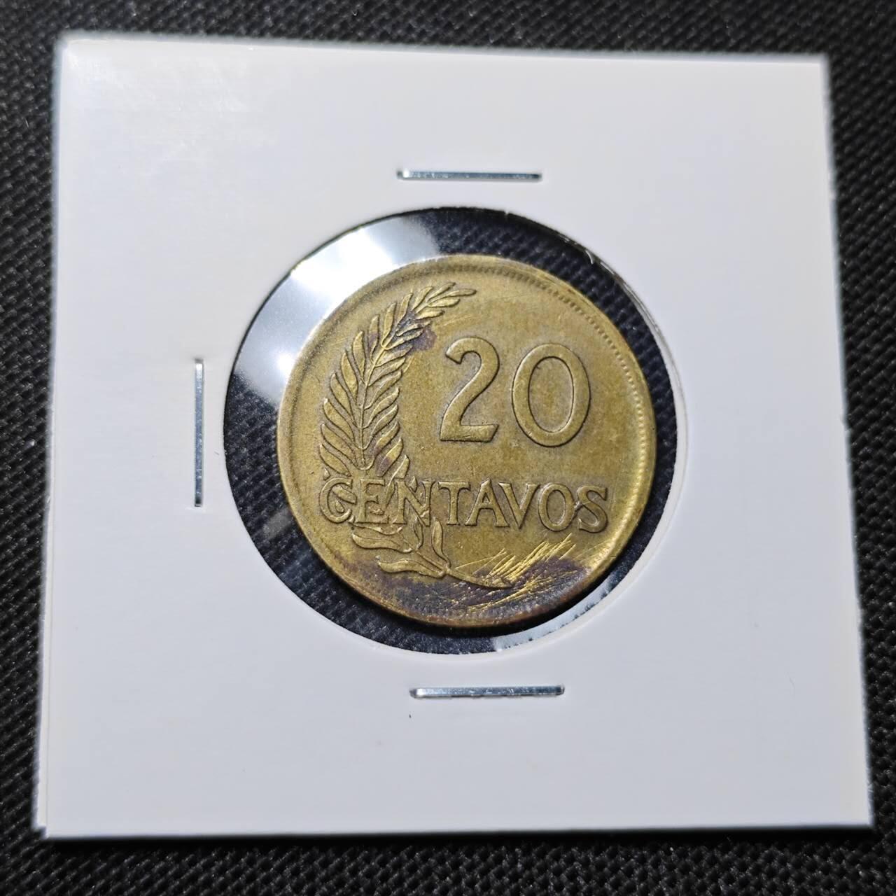 KK钱币收藏小铺 第314期 2月预留时间 周末发货 1953 秘鲁 20分 铜币