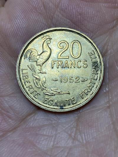 2025年第七十三场(总第九十九场）外国好品散币(免佣金) - 好品–法国🇫🇷1952年20法郎(4 plumes 4羽)