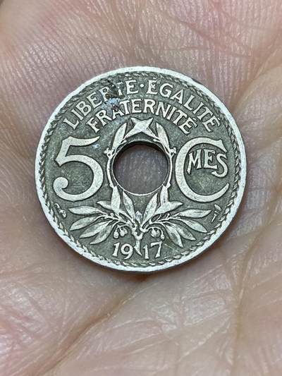 2025年第七十三场(总第九十九场）外国好品散币(免佣金) - 价高稀少–法国🇫🇷1917年5生丁(19mm大尺寸版，首发年)
