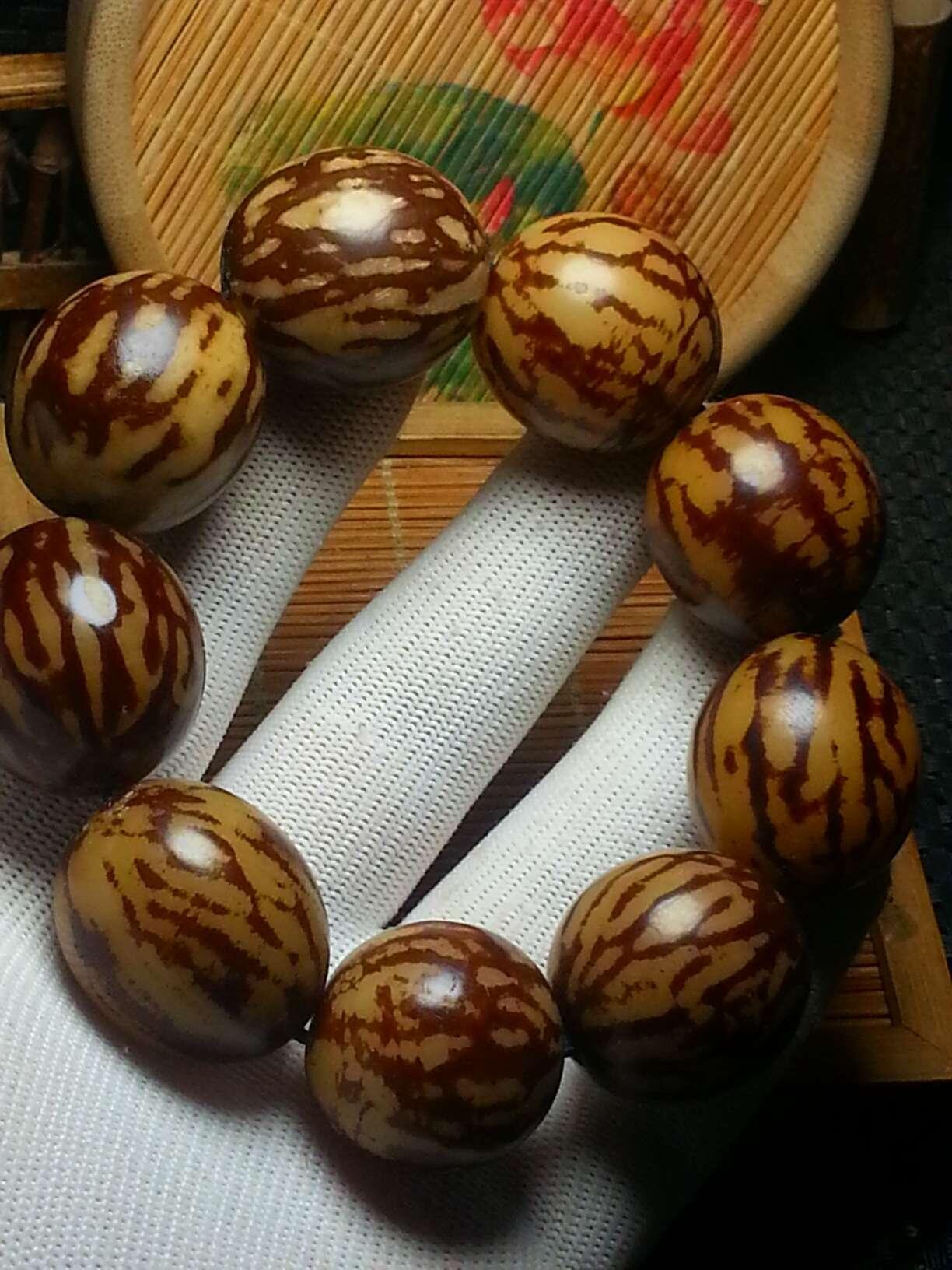 天然虎斑纹菩提根大手串(38024)