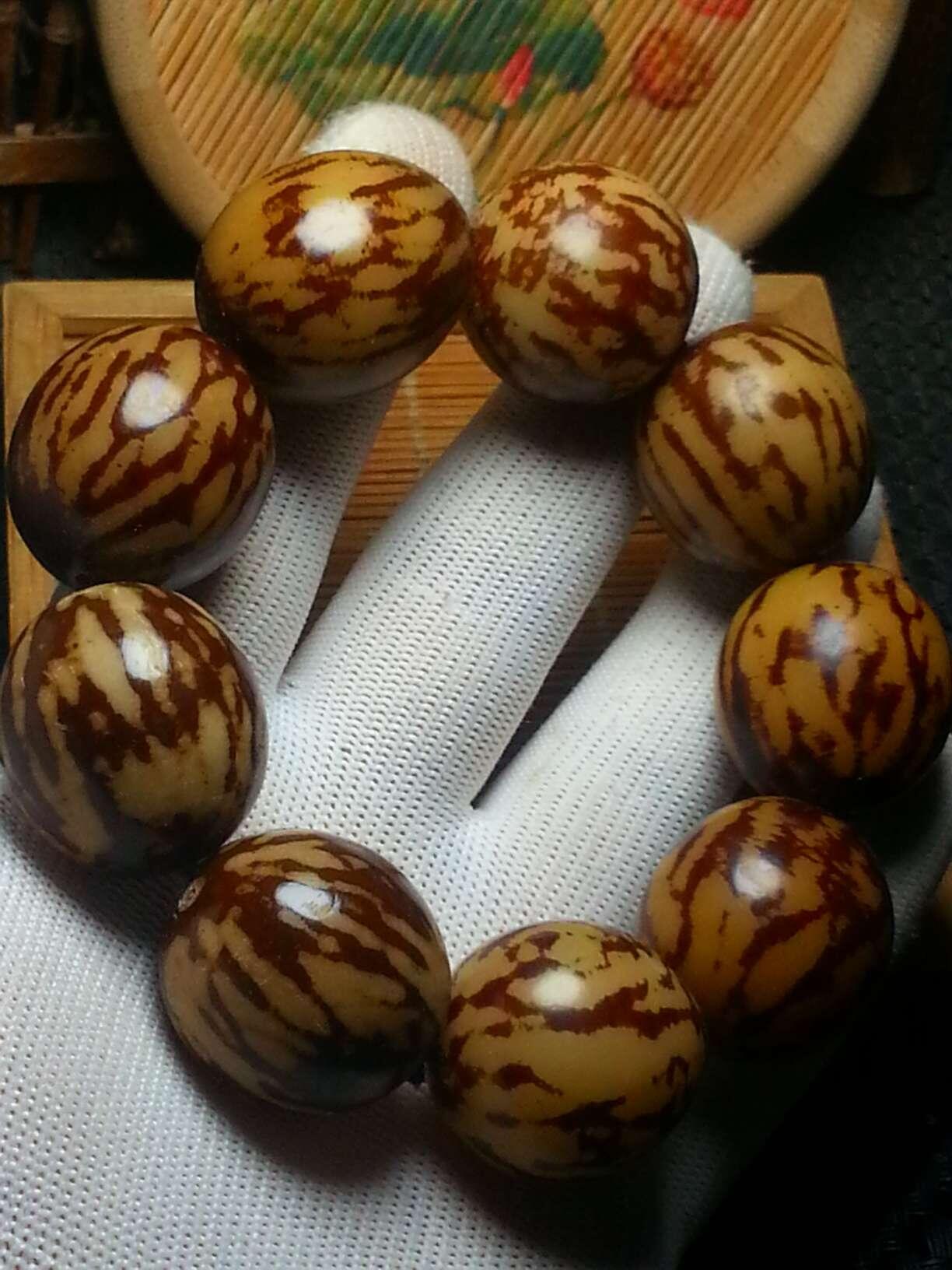 天然虎斑纹菩提根大手串(38024)