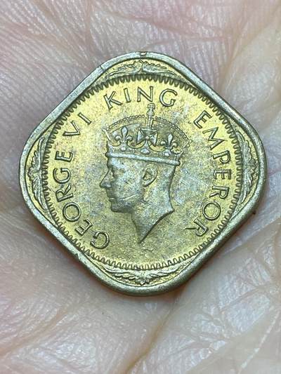 2025年第七十三场(总第九十九场）外国好品散币(免佣金) 少见好品–英属印度1945年1/2安娜(乔治六世第四版，关门年)