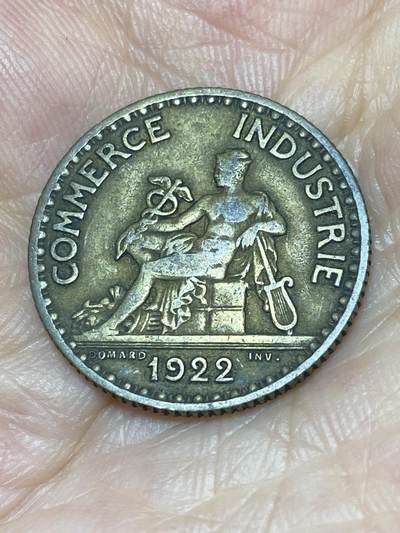 2025年第七十三场(总第九十九场）外国好品散币(免佣金) 法国🇫🇷1922年1法郎(商业之神墨丘利坐像)
