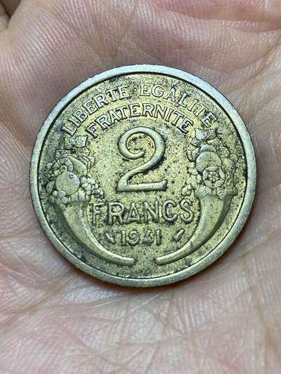 2025年第七十三场(总第九十九场）外国好品散币(免佣金) - 法国🇫🇷1941年2法郎(铝青铜材质，关门年)