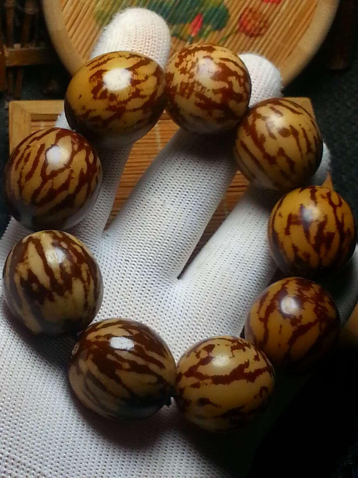 天然虎斑纹菩提根大手串(38024)