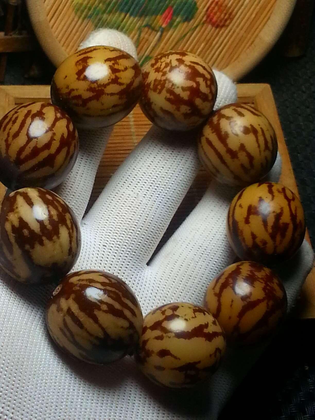 天然虎斑纹菩提根大手串(38024)