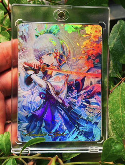 显眼宝25期 颜值精选 - 【带卡砖】燎原卡牌早期 T画师 原神 神里凌华 横剑版 一张 极品浮雕彩闪