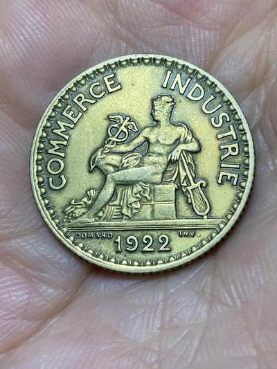 2025年第七十三场(总第九十九场）外国好品散币(免佣金) 好品–法国🇫🇷1922年1法郎(商业之神墨丘利坐像)