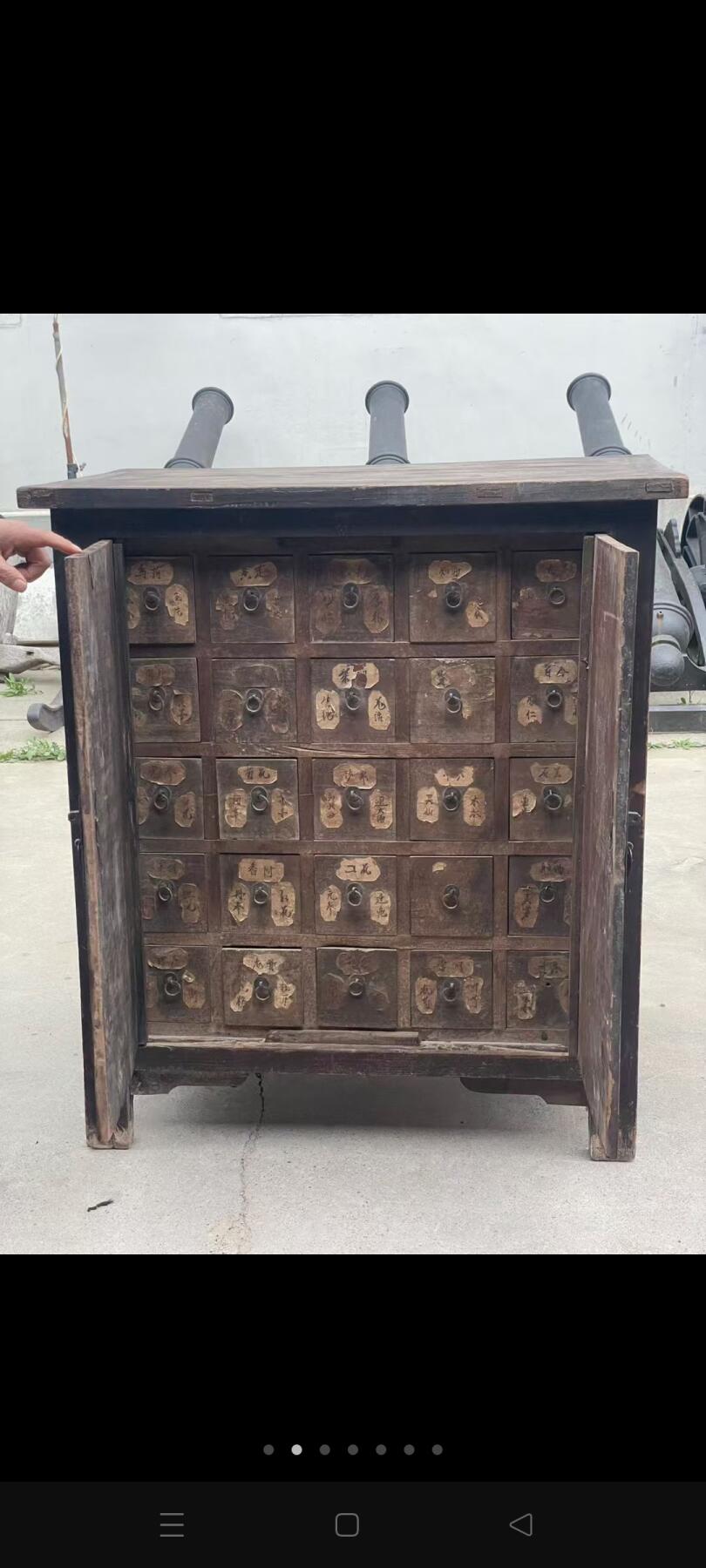 清代，带门老药柜，铜话齐全，完整无损，尺寸，98x58x102