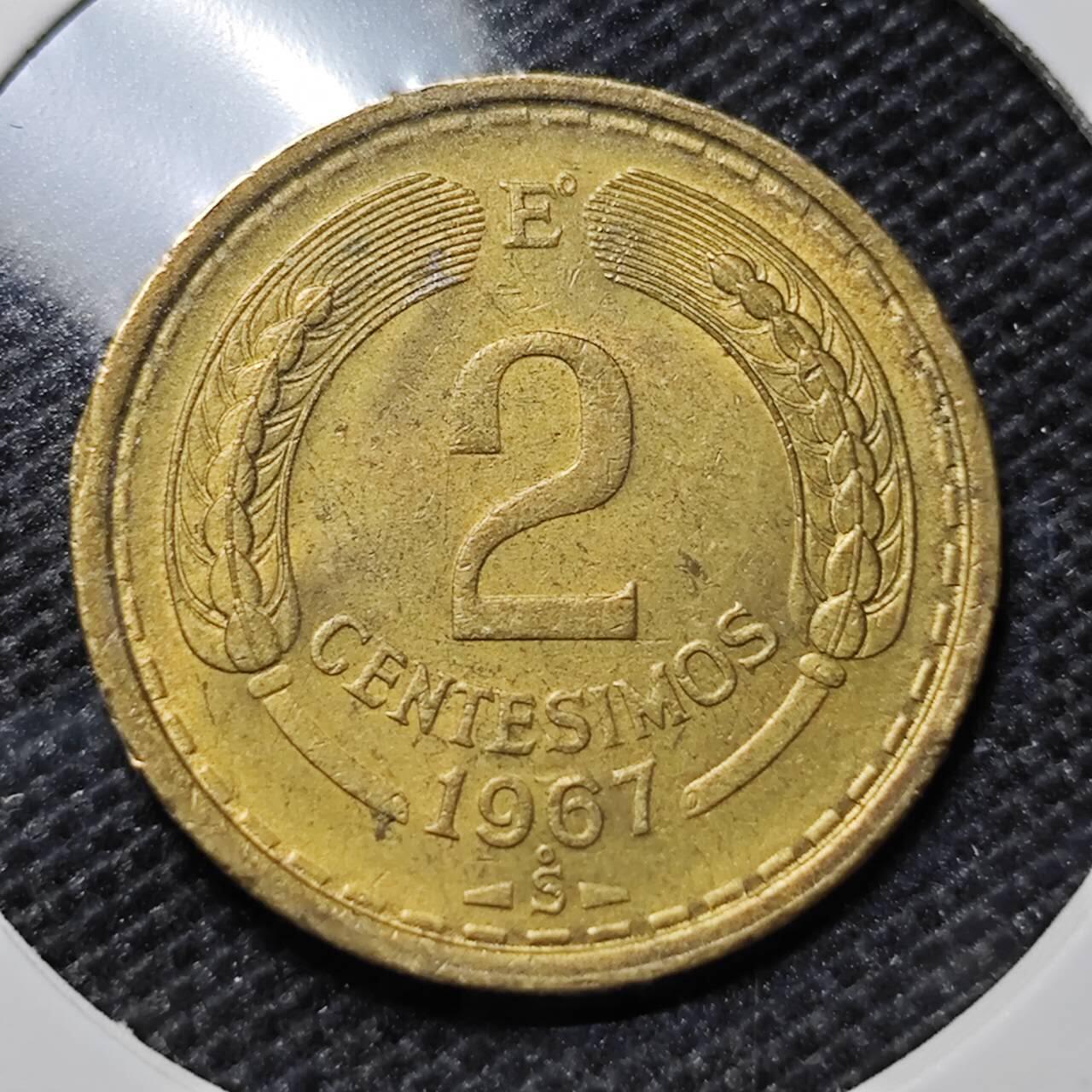 KK钱币收藏小铺 第314期 2月预留时间 周末发货 1967智利2分 飞鹰铜币