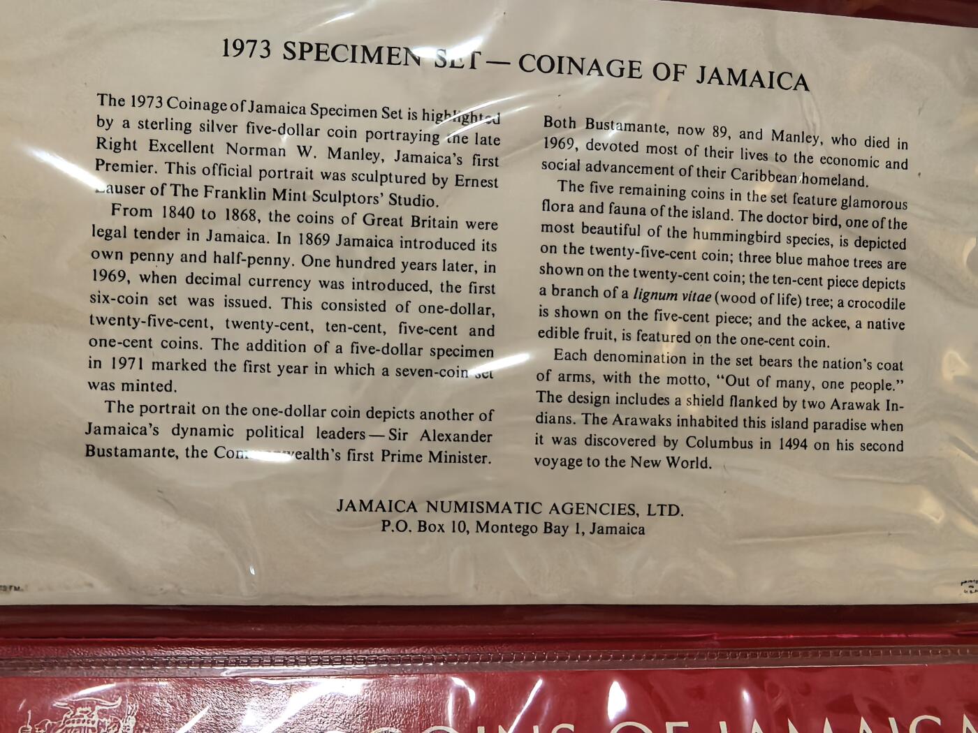 长老汇蛇年精选第三十场拍卖 1973牙买加7枚套，卡装，6404套，比精制少很多，含银币1枚，41.48克925银