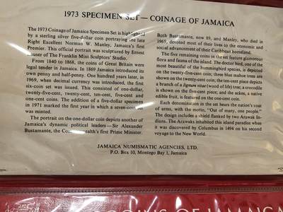 长老汇蛇年精选第三十场拍卖 1973牙买加7枚套，卡装，6404套，比精制少很多，含银币1枚，41.48克925银