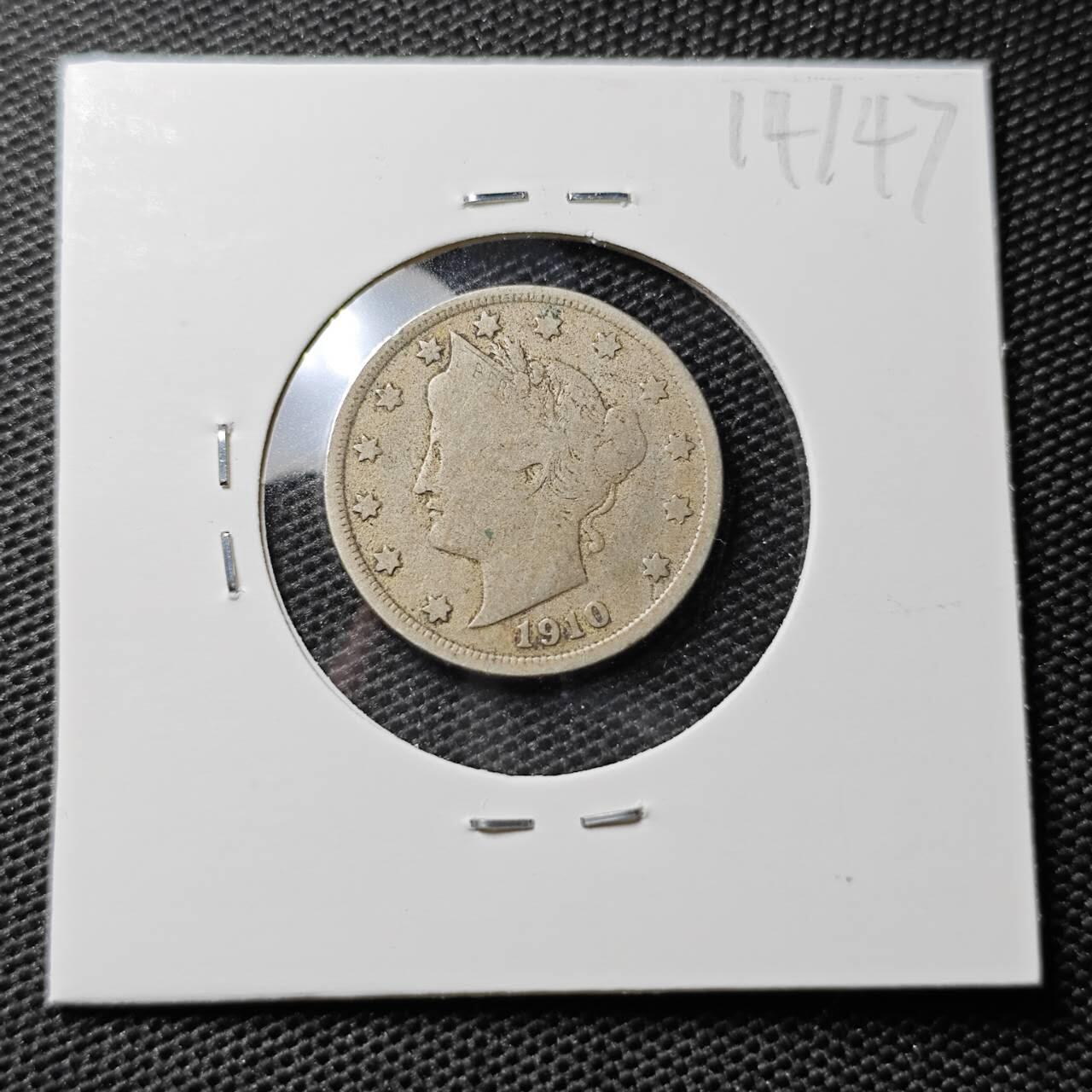 KK钱币收藏小铺 第314期 2月预留时间 周末发货 1910美国5分 