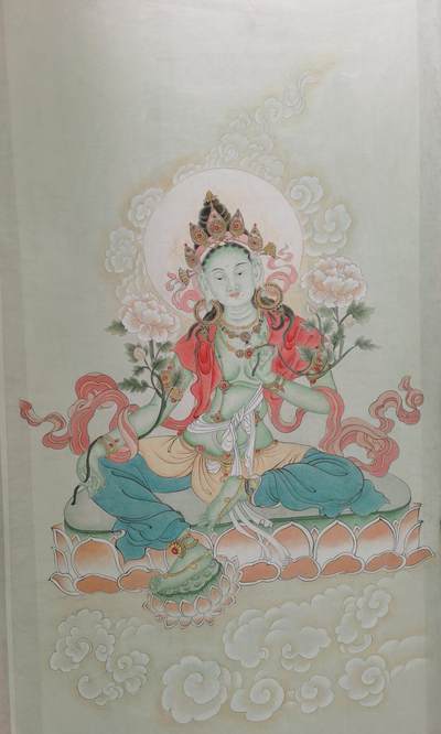 阳大大卡牌超级大甩拍第64期（周五晚上九点截拍，持续收拍品，进群福利早知道） - 【顶流原画】工艺美术大师 张红  绿度母（守业护家）  画芯尺寸:60/100  工笔精细流畅 吊打一众入门弟子 远离速食涂鸦 收点真正能保值的好作品