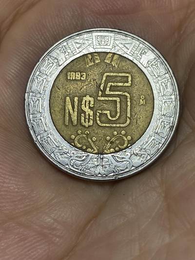 2025年第七十三场(总第九十九场）外国好品散币(免佣金) - 墨西哥🇲🇽1993年5比索(早期版本，货币符号前带N)