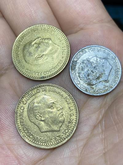 2025年第七十三场(总第九十九场）外国好品散币(免佣金) 西班牙🇪🇸3枚：1959年10分，1966年1比塞塔，1963年1比塞塔