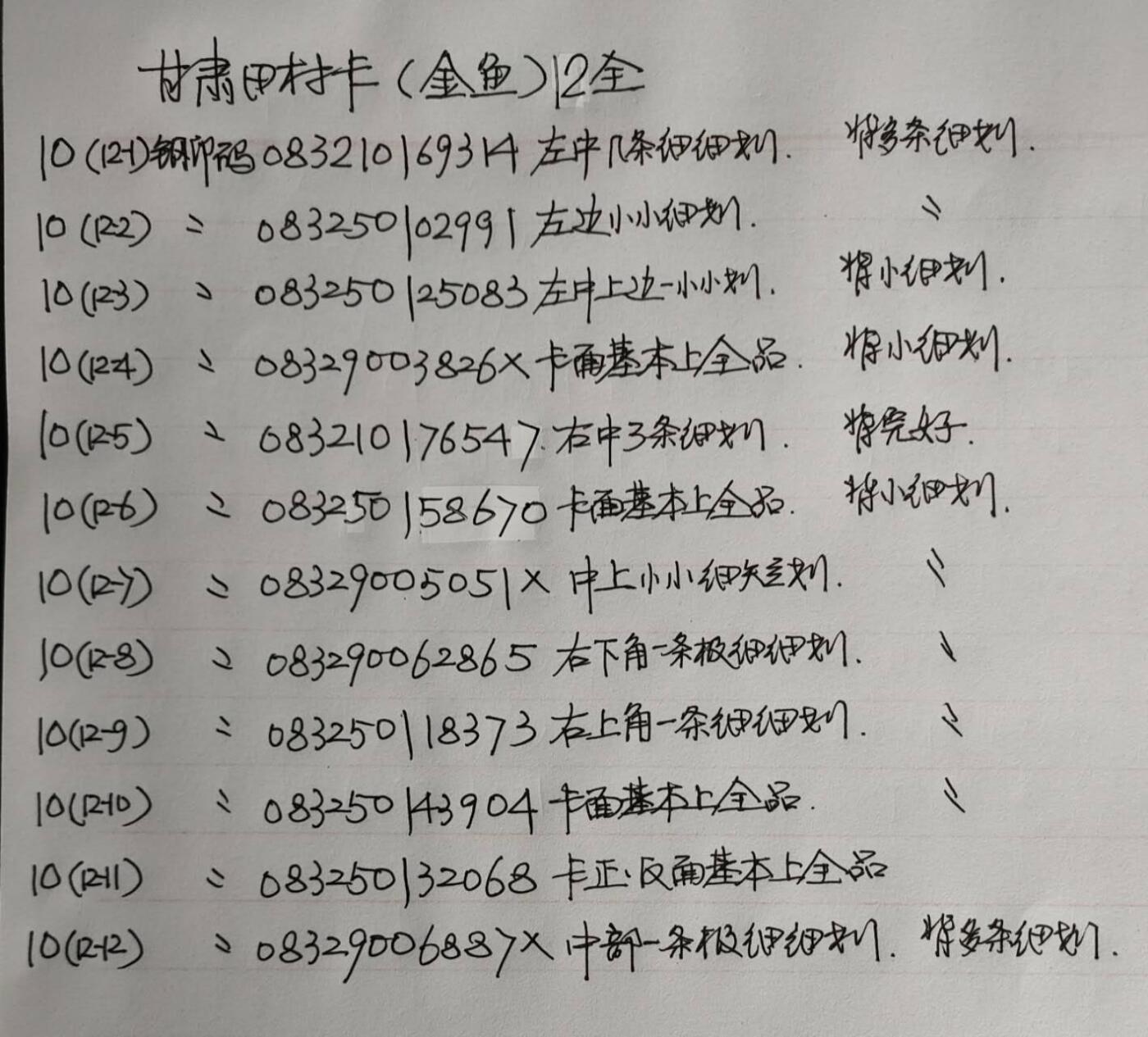 公藏第54期裸卡拍卖
