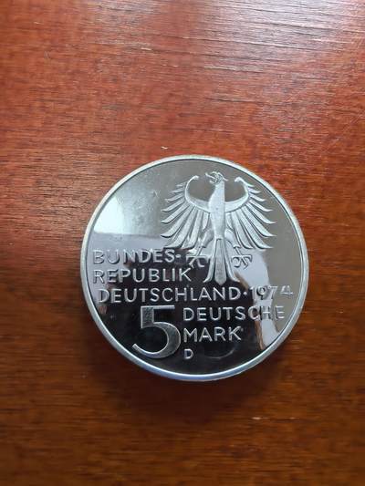 长老汇蛇年精选第三十场拍卖 1974西德康德诞辰250周年5马克精制银币，11.2克625银（1）