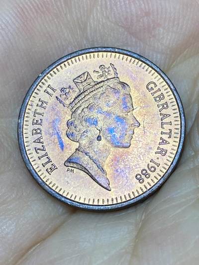 2025年第七十三场(总第九十九场）外国好品散币(免佣金) 英属直布罗陀🇬🇮1988年1便士(伊丽莎白二世中年高冠，首发年PM AA)