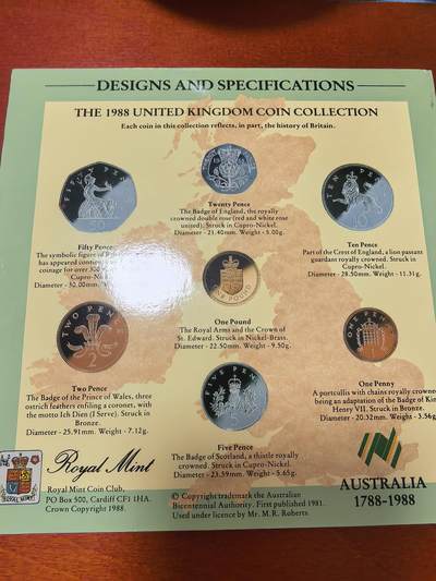 长老汇蛇年精选第三十场拍卖 1988英国7枚套，卡装，纪念澳大利亚200周年