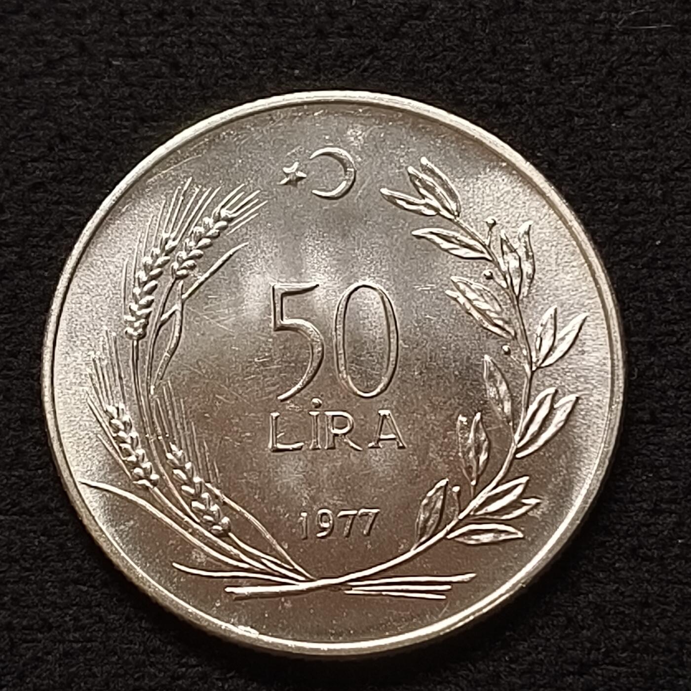 【全场包邮】纯粹捡漏拍448场 土耳其1977年50里拉FAO家庭纪念银币