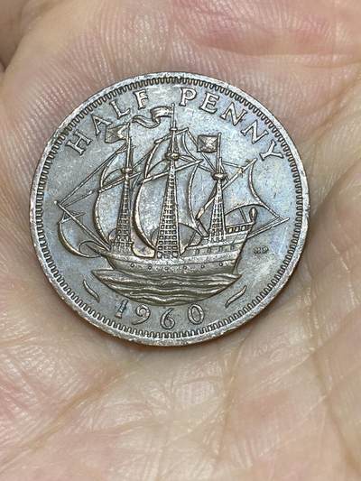 2025年第七十四场(总第一百场）外国好品散币(免佣金) - 英国🇬🇧1960年半便士(伊丽莎白二世青年桂冠第二版)