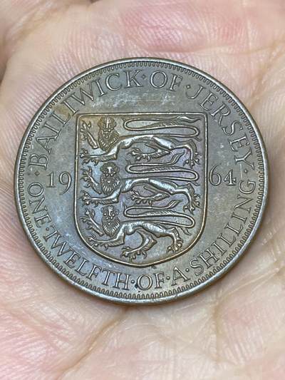 2025年第七十三场(总第九十九场）外国好品散币(免佣金) - 泽西岛🇯🇪1964年1/12先令(伊丽莎白二世青年带冠，第二版关门年仅发行2年)