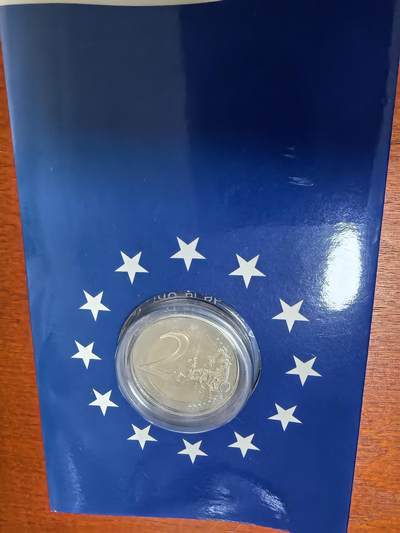 长老汇蛇年精选第三十场拍卖 2023西班牙欧洲主席2欧元双金属精制币，卡装，5000枚
