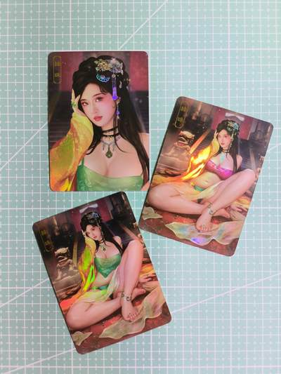 C先生卡牌 第8期 豪杰传亲签 西游姬亲签 卡德曼亲签 人间传亲签（品控显微镜勿拍！默认微瑕。持续收拍品中。。欢迎送拍） - 【彩闪】卡将《欲女传》绿珠 三张