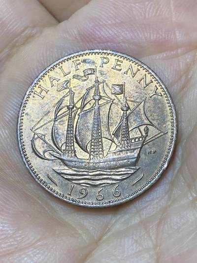 2025年第七十四场(总第一百场）外国好品散币(免佣金) - 英国🇬🇧1966年半便士(伊丽莎白二世青年桂冠第二版)